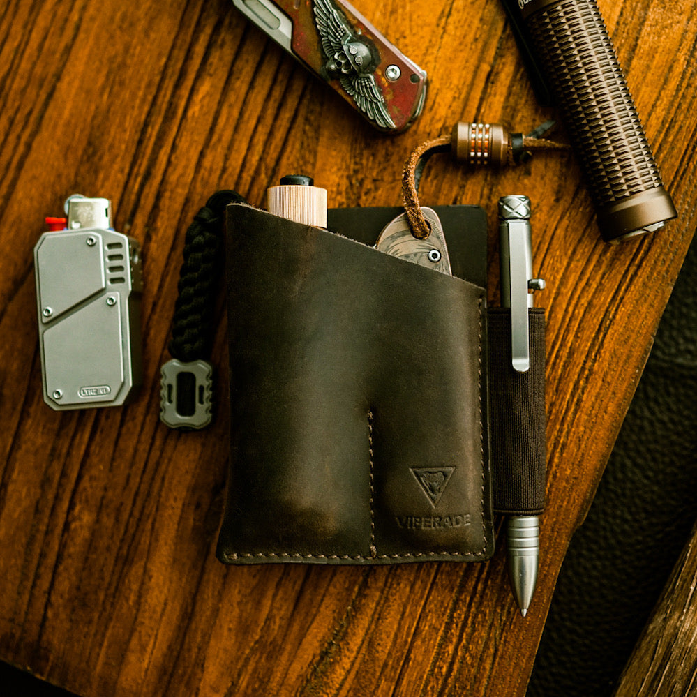 PJ12 Crazy Horse Leather EDC Pocket Organizer | Belt Clip – Viperade