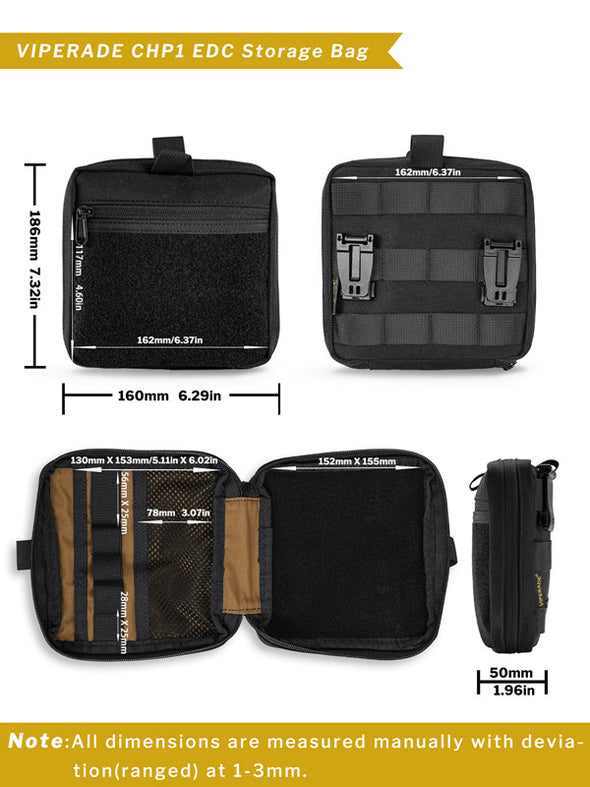 CHP1 Molle Tool Storage Bag, Tactical Organizer Velcro Pouch