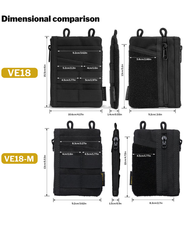 VE18-M EDC Pocket Organizer Pouch, Velcro Pouch for Everyday Carry