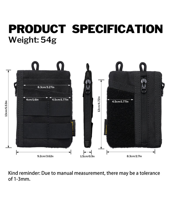 VE18-M EDC Pocket Organizer Pouch, Velcro Pouch for Everyday Carry