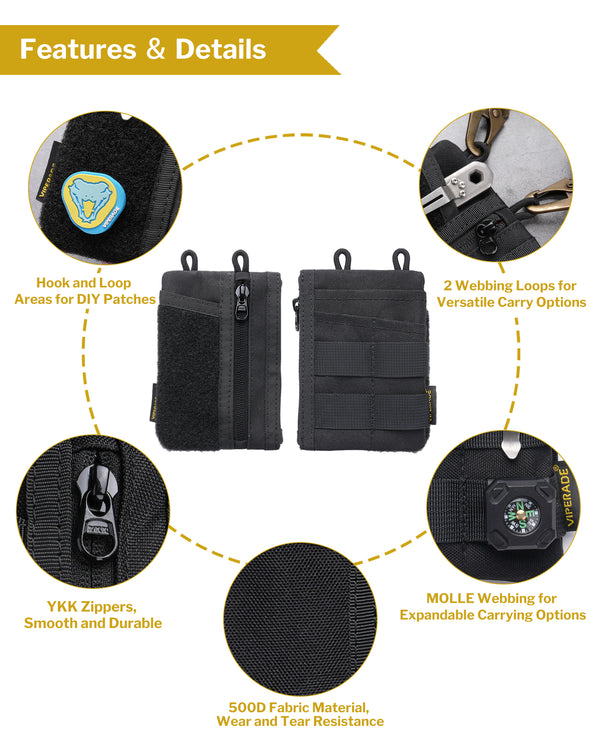 VE18-M EDC Pocket Organizer Pouch, Velcro Pouch for Everyday Carry