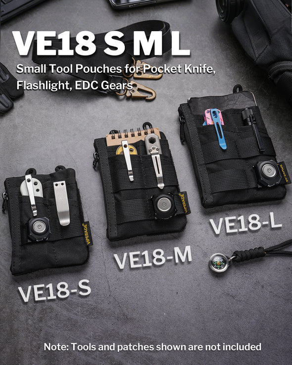 VE18 EDC Pocket Organizer Pouch, Velcro Pouch for Everyday Carry