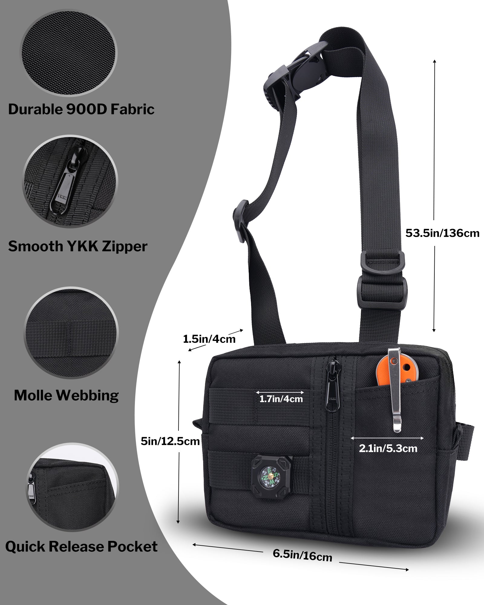 VIPERADE CHS2 EDC Borsttas - Tactische Molle Schoudertas Heuptas Outdoor