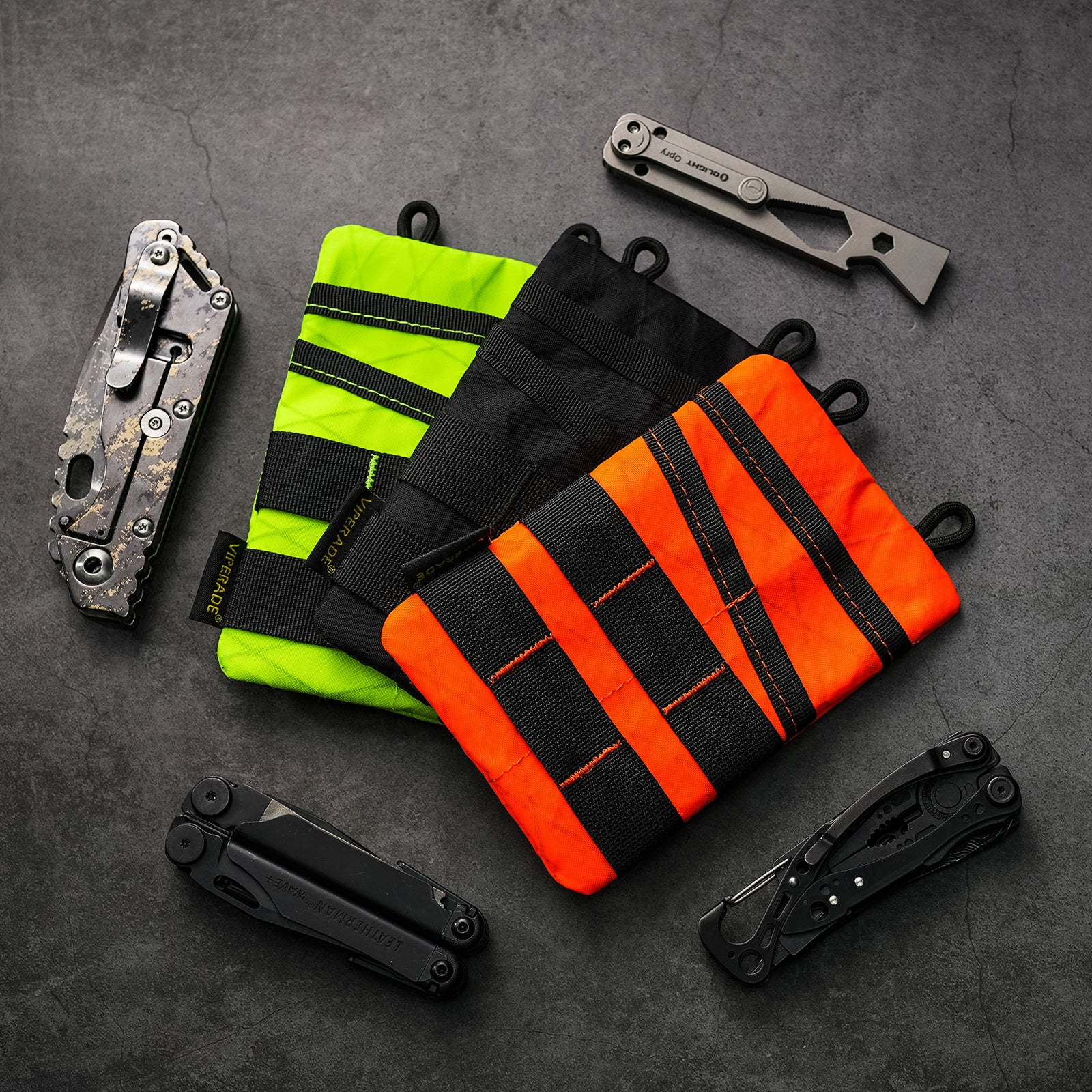 VIPERADE VE3 Tool Pouch Pocket Organizer, Nylon Tool Belt Pouch with 4  Pockets Tool Storage EDC Pouch for Flashlight/Pocket Knife, Tactical Pen,  Notebook (Black) 