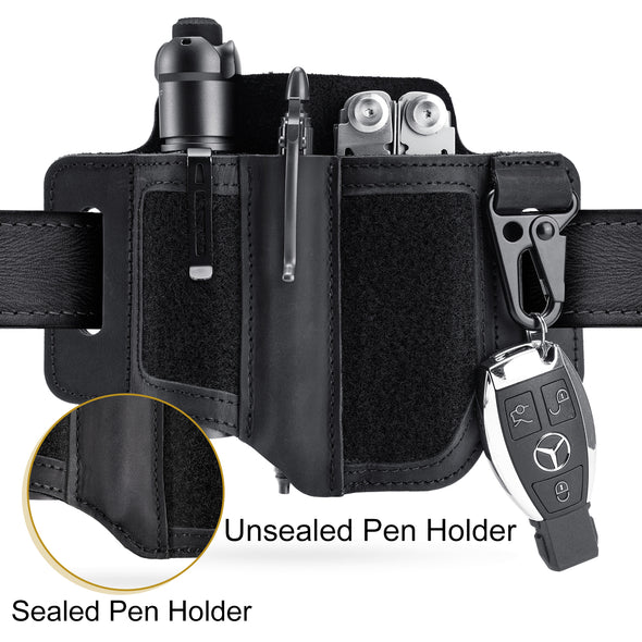 PL3 Multitool Sheath, Leather Sheath with DIY Patch Area and Pen Holder