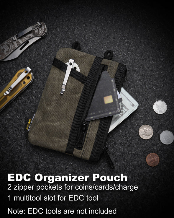 VE16N-OW EDC Pouch, Waxed Canvas Pocket Organizer