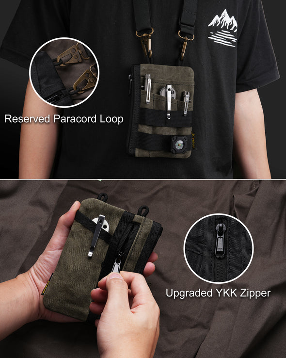 VE16N-OW EDC Pouch, Waxed Canvas Pocket Organizer
