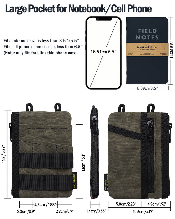VE16N-OW EDC Pouch, Waxed Canvas Pocket Organizer