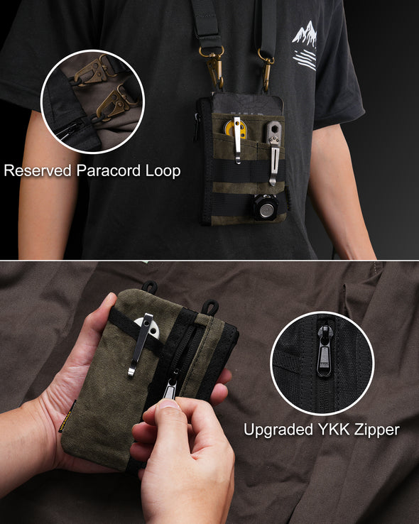 VE18N-OW EDC Pouch, Waxed Canvas Pocket Organizer