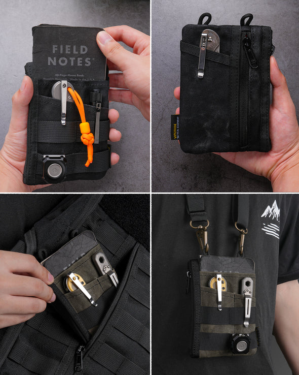 VE18N-OW EDC Pouch, Waxed Canvas Pocket Organizer