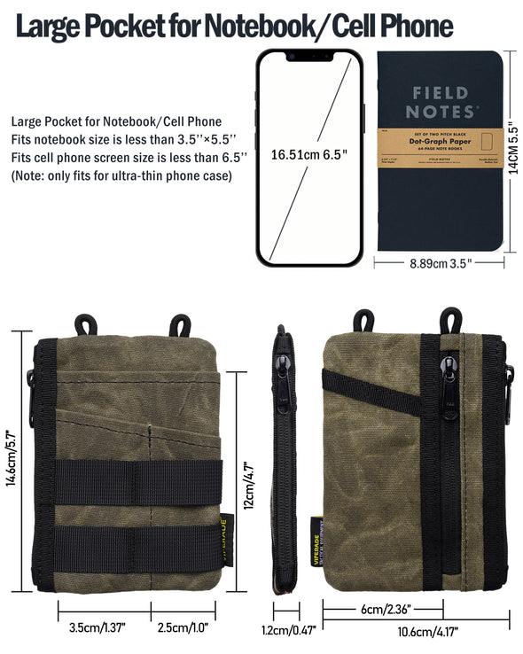 VE18N-OW EDC Pouch, Waxed Canvas Pocket Organizer
