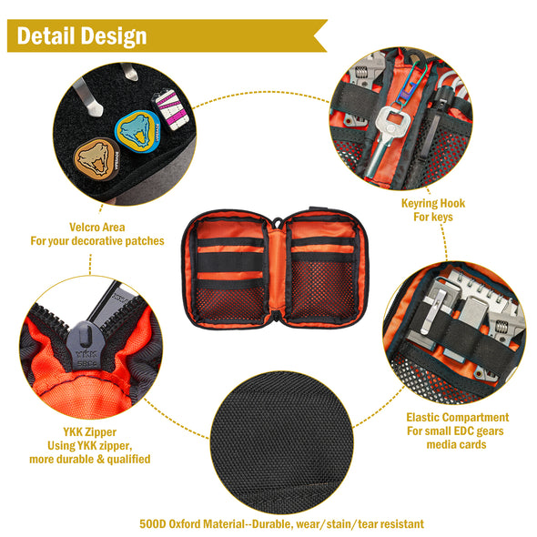 VE26 Small EDC Pouch Tool Organizer,Multifunction Tools Pouch with 8 Pockets