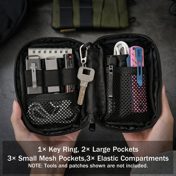 VE26 Small EDC Pouch Tool Organizer,Multifunction Tools Pouch with 8 Pockets