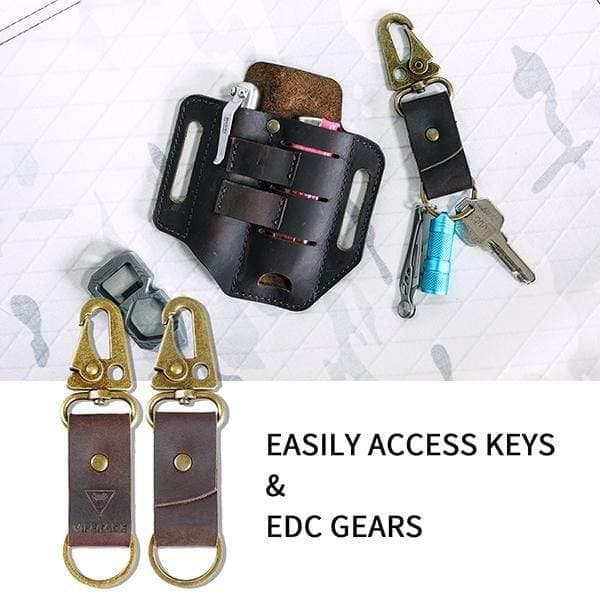 EDC Leather Key Fob With Snap Leather Key Strap and Metal Tactical Clip Fob  Keychain Leather Key Chain Leather Keychain Custom Keychain 