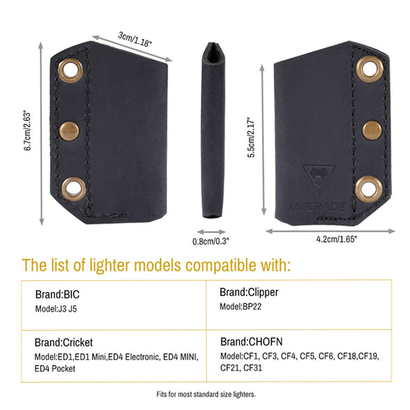 Viperade Leather Lighter Case PJ28 Leather Lighter Case for BIC Disposable Lighter