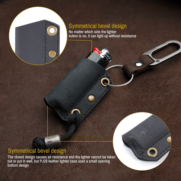 Lighter Cover With Keyring Made for BIC Lighters Leather Case