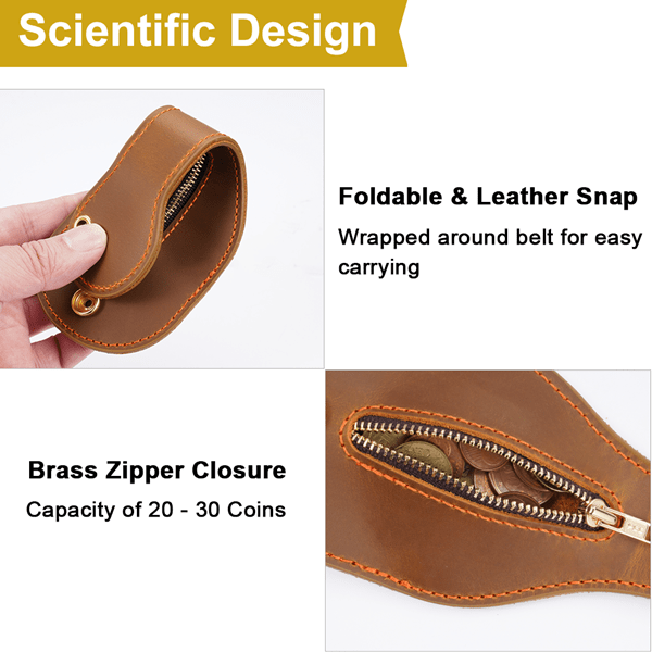 Leather tan coin purse 4 zippered pockets change purse leather coin bag  leather coin pouch leather coin holder