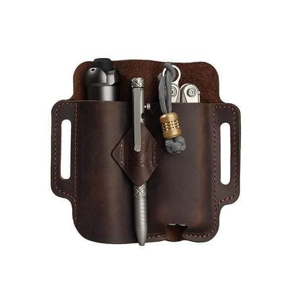 Viperade Leather Sheath PJ19 EDC Multitool Leather Sheath, Belt Organizer Sheath and Flashlight Pouch