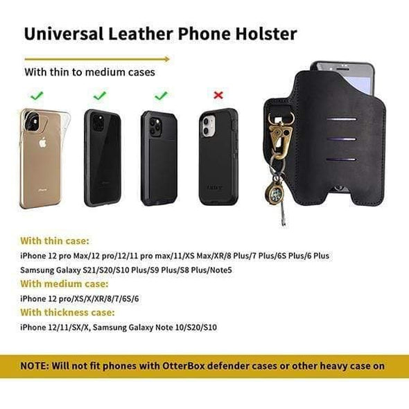 Viperade Leather Sheath PJ20 Universal Leather Phone Holster with Key Holder