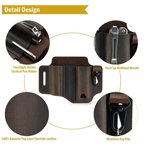 Viperade Leather Sheath PJ29 Multitool Belt Sheath, EDC Leather Belt Organizer