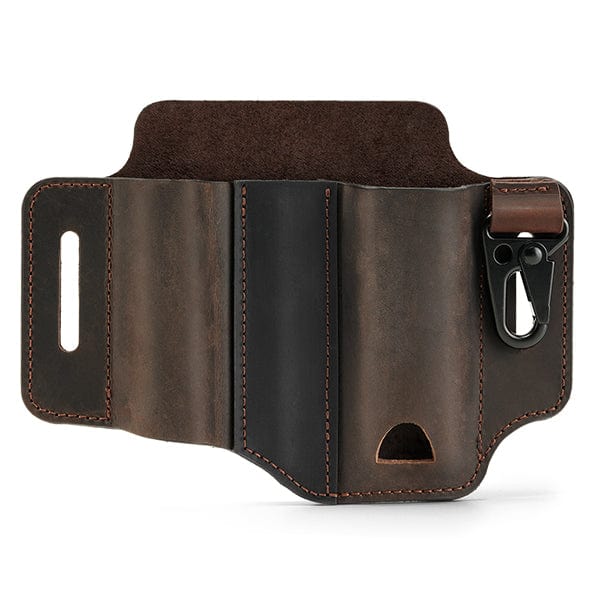 VIPERADE PJ8 EDC lederen schede voor Blet-mes/gereedschap/zaklamp/tactische pen en EDC-versnellingen, Pocket EDC organisator lederen schede, Hademade 2 zakken riem lederen slipschede-Bruin VIPERADE PJ8 EDC lederen schede voor Blet-mes/gereedschap/zaklamp/tactische pen en EDC-versnellingen, Pocket EDC organisator lederen schede, Hademade 2 zakken riem lederen slipschede-Bruin