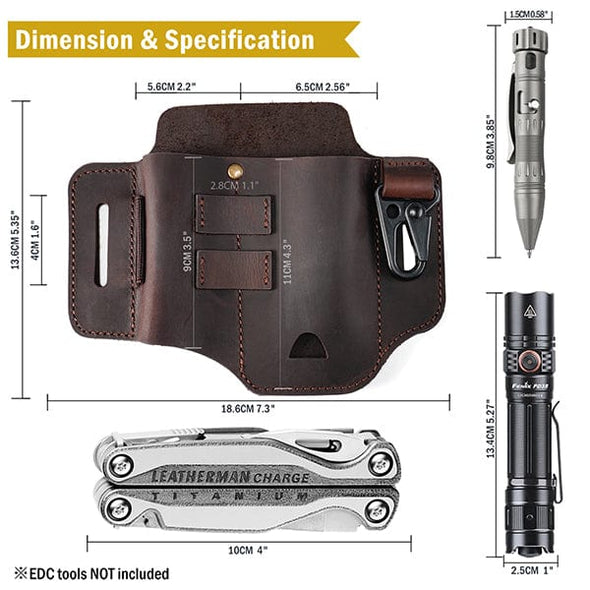 Viperade Leather Sheath PJ35 Multitool Sheath for Belt, Leather EDC Pocket Organizer