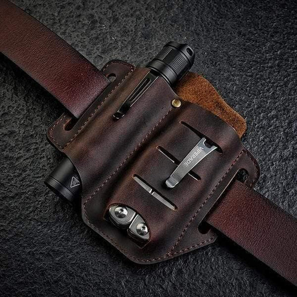 Viperade Leather Sheath PJ8 EDC Leather Multitool Sheath Belt Loop Waist Bag