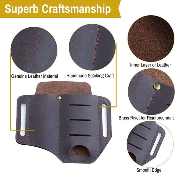 Viperade Leather Sheath PJ8 EDC Leather Multitool Sheath Belt Loop Waist Bag