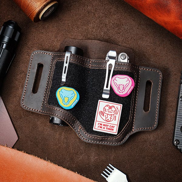 Leather Cell Phone Pouch Belt Loop Multitool Sheath With Key