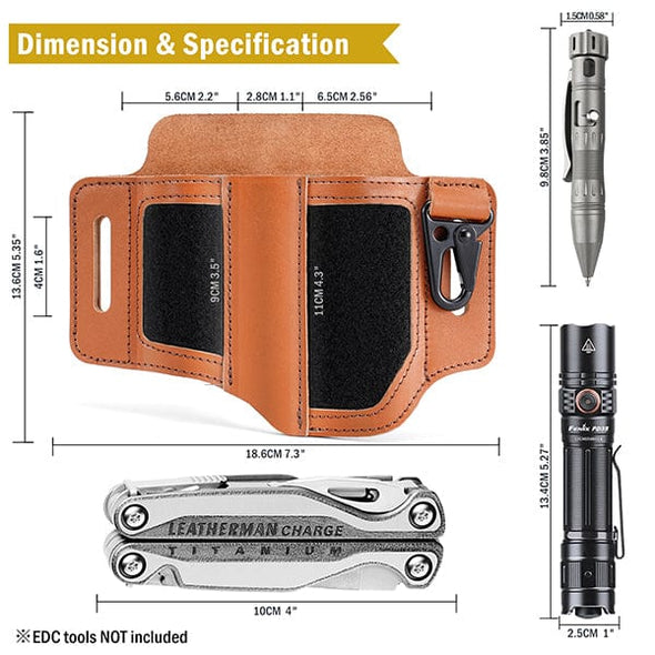 Viperade Leather Sheath PL3 Multitool Sheath, Leather Sheath with DIY Patch Area and Pen Holder