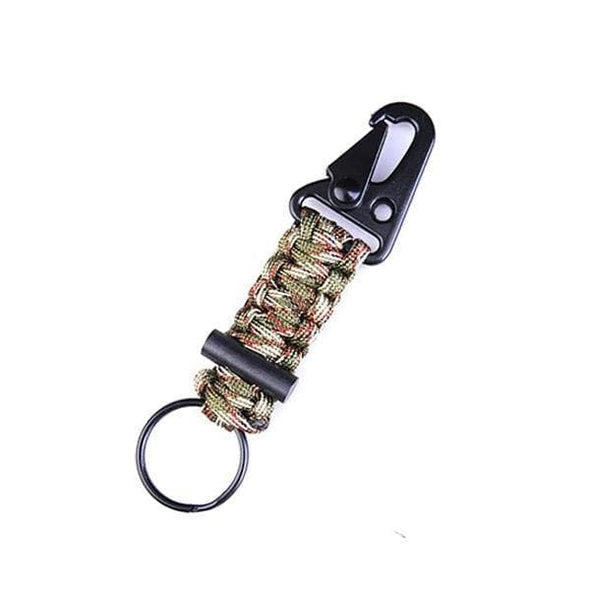 Viperade Multifunctional Carabiner Keyring Multicam Outdoor Camping Multifunctional Carabiner Keyring with Flintstone and Paracord.