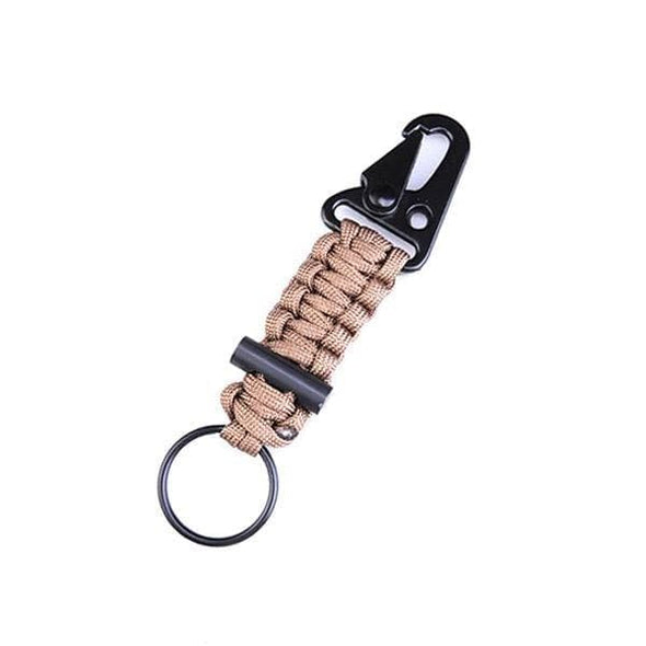 Viperade Multifunctional Carabiner Keyring Coyote brown Outdoor Camping Multifunctional Carabiner Keyring with Flintstone and Paracord.