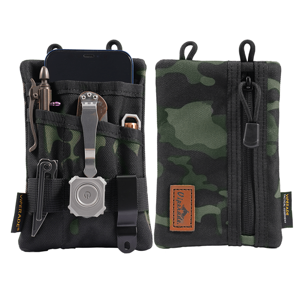 Organisateur de poche VIPERADE PL5, organisateur de poche EDC pour hommes,  organisateur EDC avec zone de patch DIY, pochette EDC en cuir avec 3