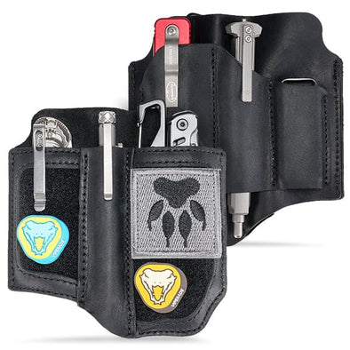 Viperade Multifunctional Organizer Pouch Black PL8 Multitool Sheath, EDC Leather Organizer Sheath with DIY Patch Area